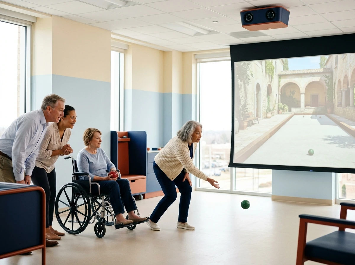 Players competing on the XIMFITX Bocce Ball Simulator